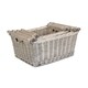 image 2 of Set of 4 Antique Wash Wooden Handled Wicker Storage Basket | Grey | Grey | Not provided