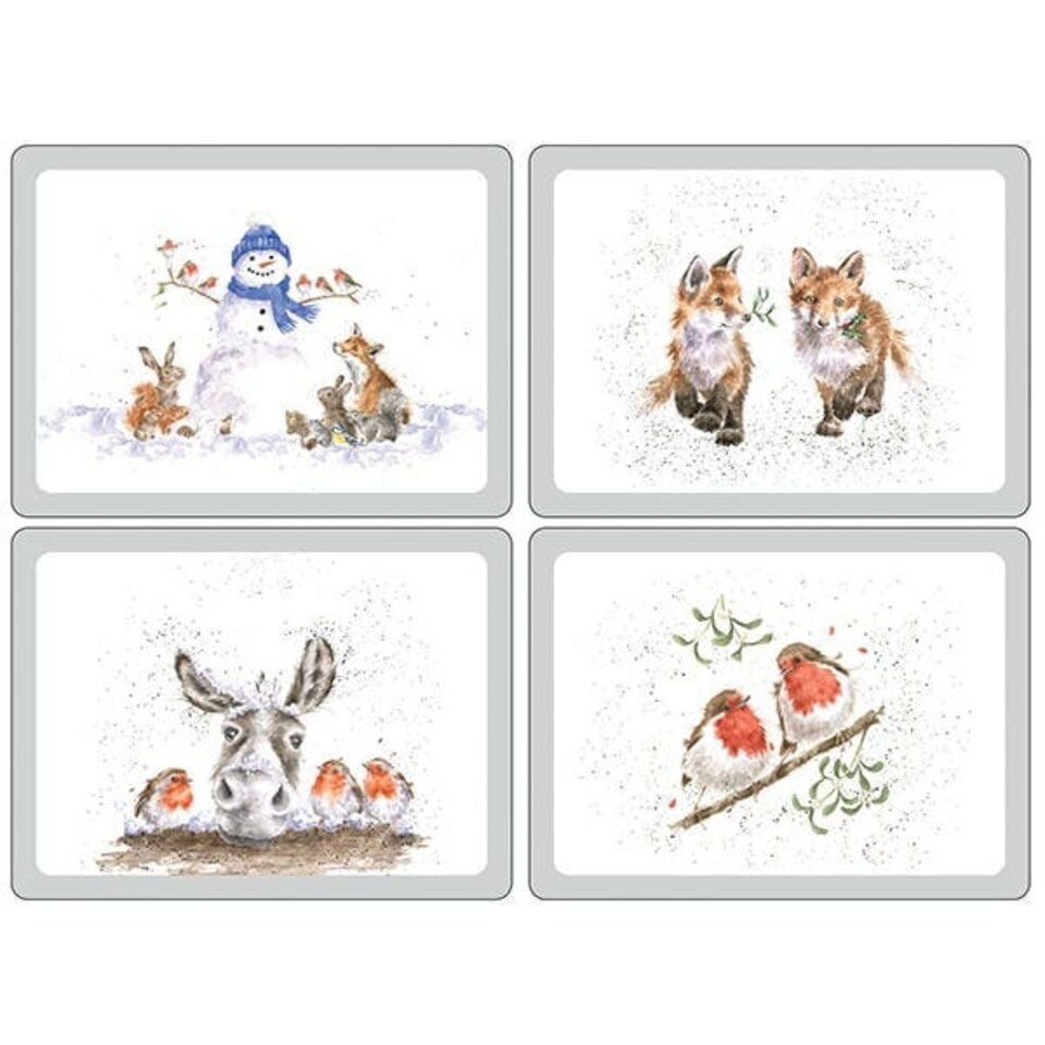 Wrendale Designs Set Of 4 Christmas Animal Large Placemats