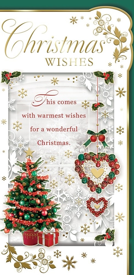 image 1 of Box of 20 Christmas Tree Design Luxury Slim Greetings Cards With Envelopes