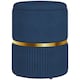 image 1 of HOMCOM Round Storage Stool, Velvet-feel Fabric Upholstered Vanity Stool with Removable Top, Padded Seat and Hidden Space for Living Room, Bedroom, Dark Blue | Blue