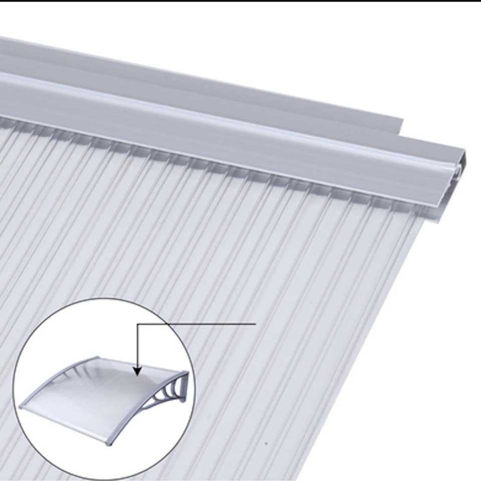 image 1 of Outdoor Front Door Canopy Porch Awning Patio Rain Shelter Cover 120x80cm | Clear | 1