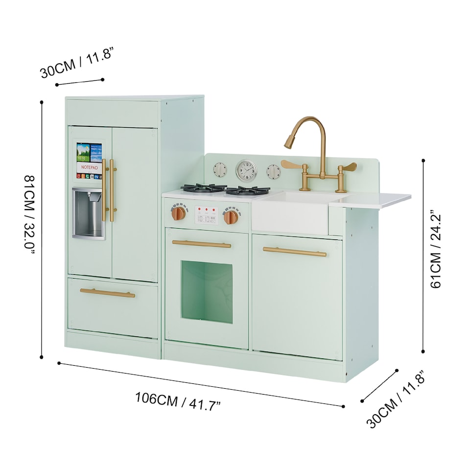 image 1 of Teamson Kids Little Chef Charlotte 2-Piece Modular Wooden Play Kitchen, Mint