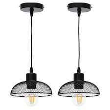 Set of 2 Cassidy - Small Black Mesh Ceiling Pendant Lights | Black | 2