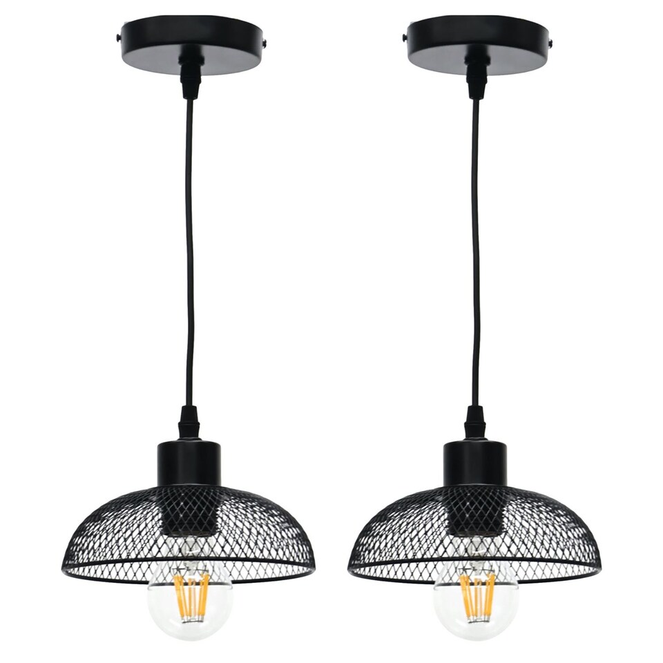 image 1 of Set of 2 Cassidy - Small Black Mesh Ceiling Pendant Lights | Black | 2