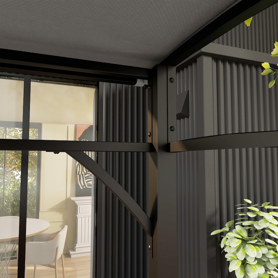 image 1 of Outsunny 2.2 x 1.5 m BBQ Grill Gazebo Tent, Garden Grill with Metal Frame, Curved Canopy and 10 Hooks, Outdoor Sun Shade, Grey