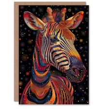 Trippy Pattern Modern Folk Woman Zebra Her Birthday Card