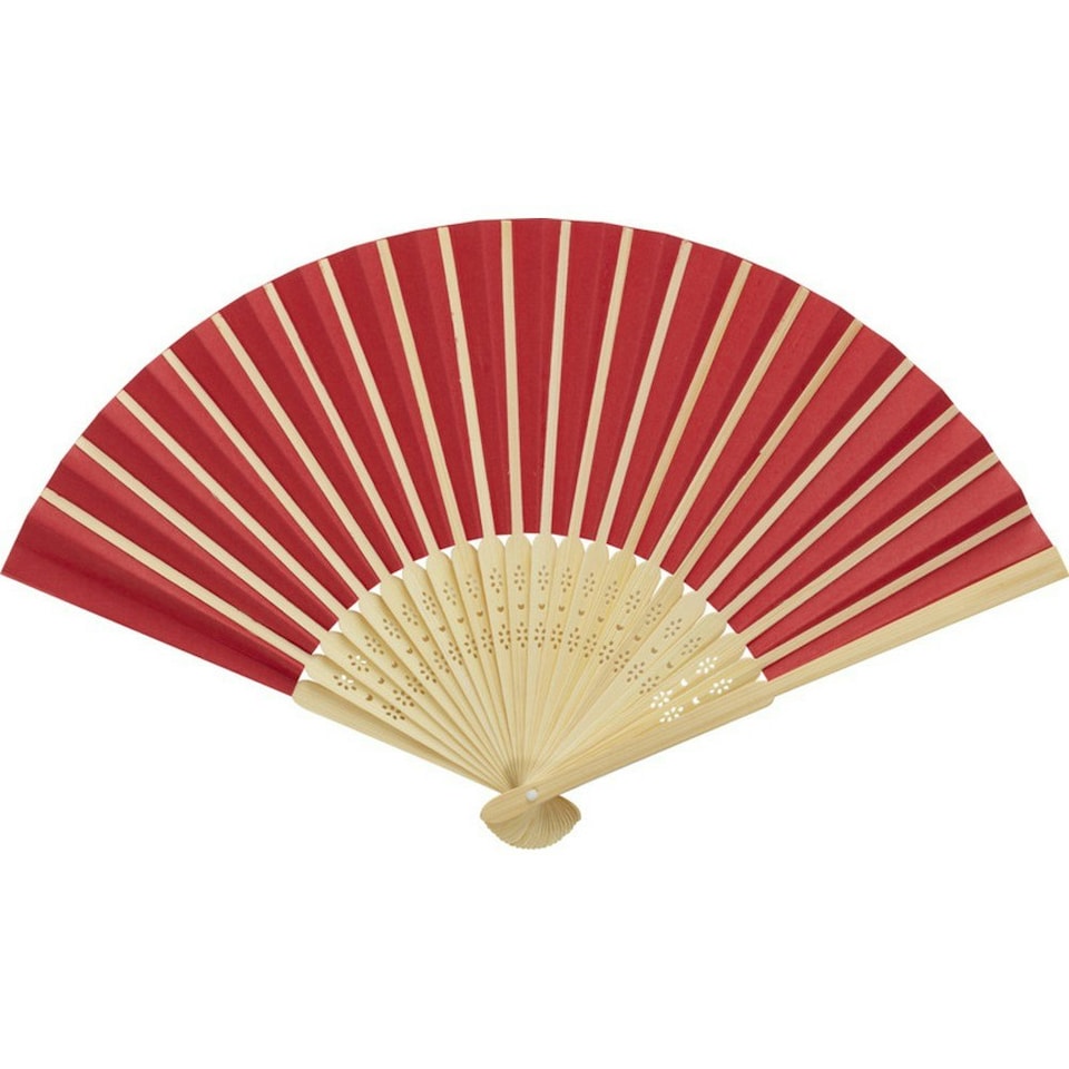 image 1 of Carmen Bamboo Handheld Fan - Red - One Size