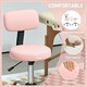 image 4 of HOMCOM Rolling Stool with Backrest, Wheels Pink