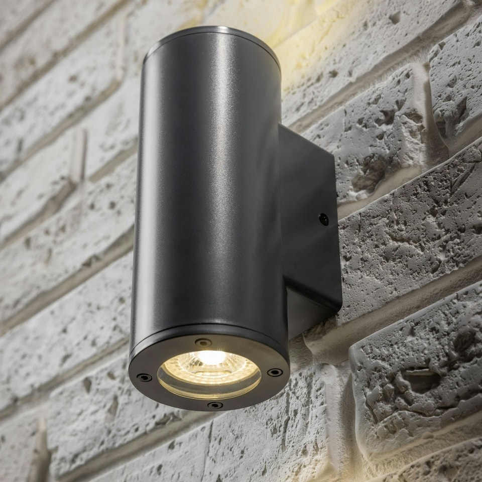 image 1 of CGC SHERRI Dark Grey Cylinder Up and Down Outdoor Wall Light Grey