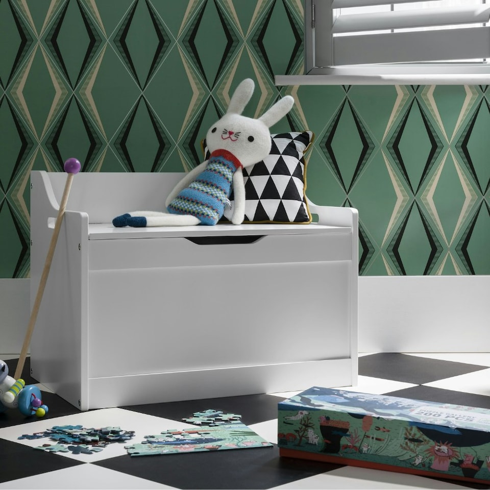 image 1 of Lola Toy Box Storage Organiser in Classic White Pink