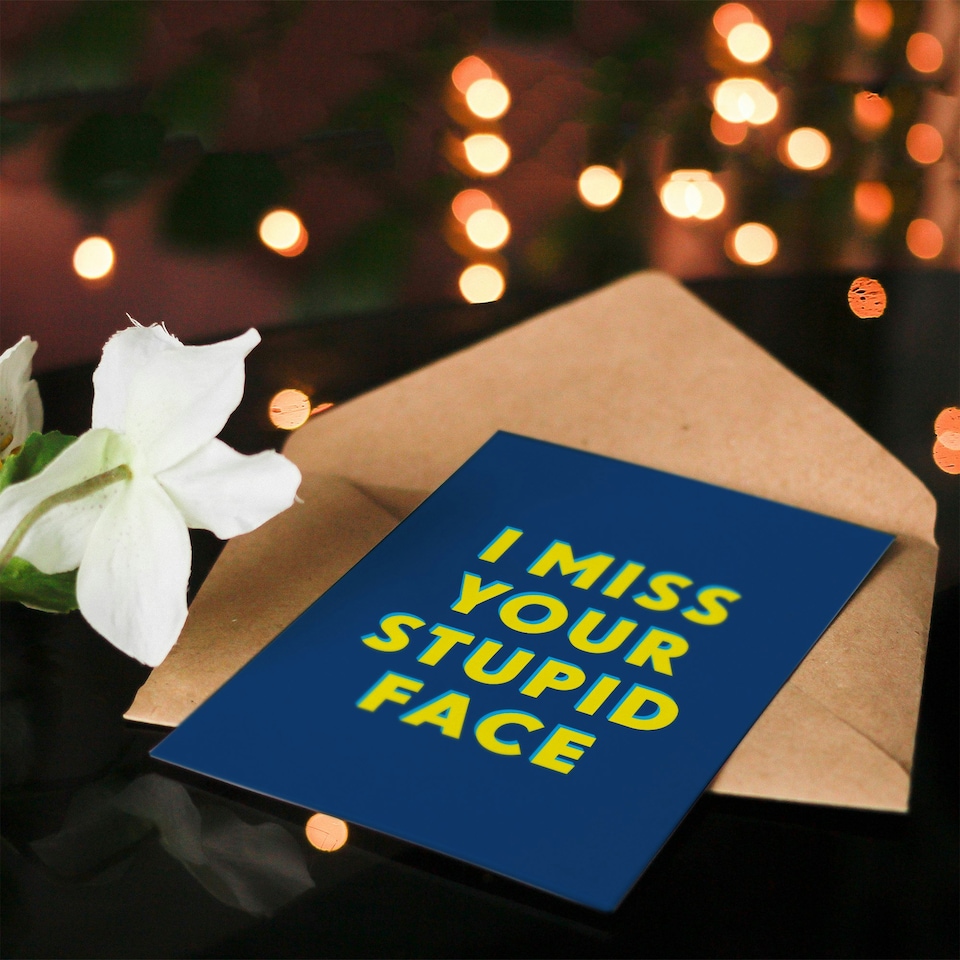 image 1 of I Miss Your Stupid Face Bold Modern Simple Art Card