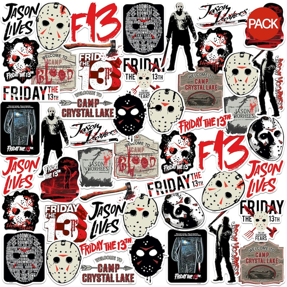 image 1 of Friday The 13th Deluxe Stickers (Pack of 100) - Multicoloured - One Size