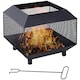 image 1 of Outsunny Metal Firepit Patio Heater Brazier Garden Square Stove Log Wood Burner