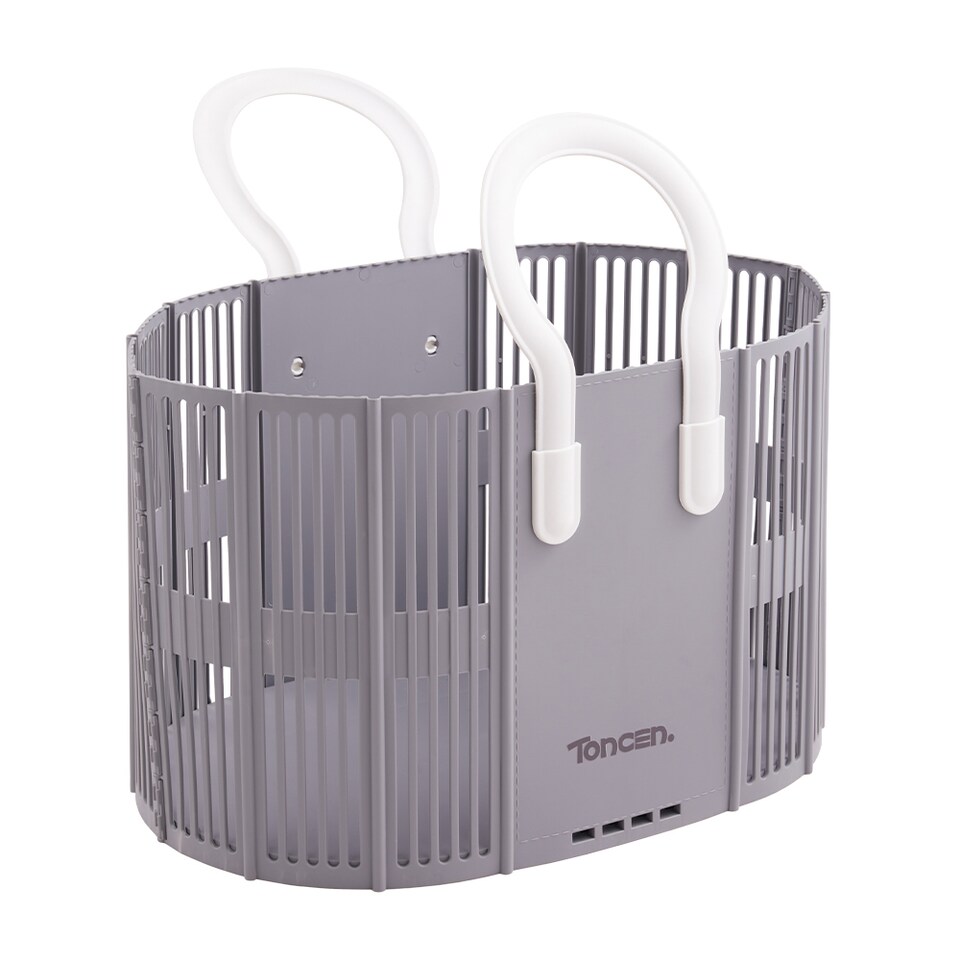 image 1 of Living and Home Foldable Plastic Laundry Basket, Grey | Grey