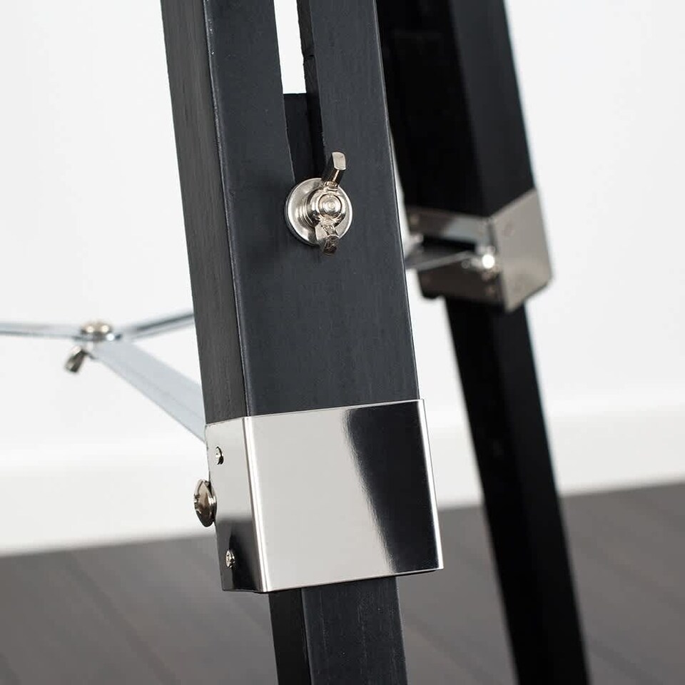image 1 of ValueLights Clipper Black Tripod Floor Lamp Grey Taper Shade