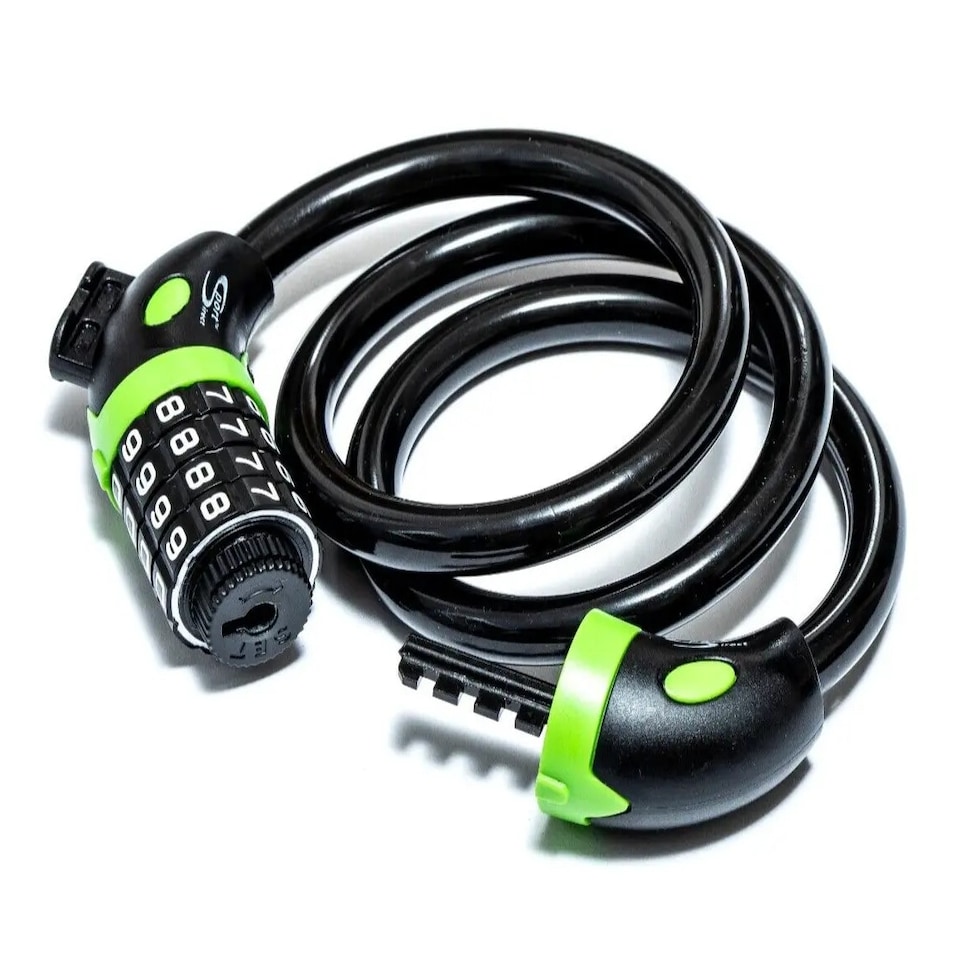 image 1 of Sport Direct 12mm x 85cm Bicycle Bike Waterproof Combination Lock With Bracket Black