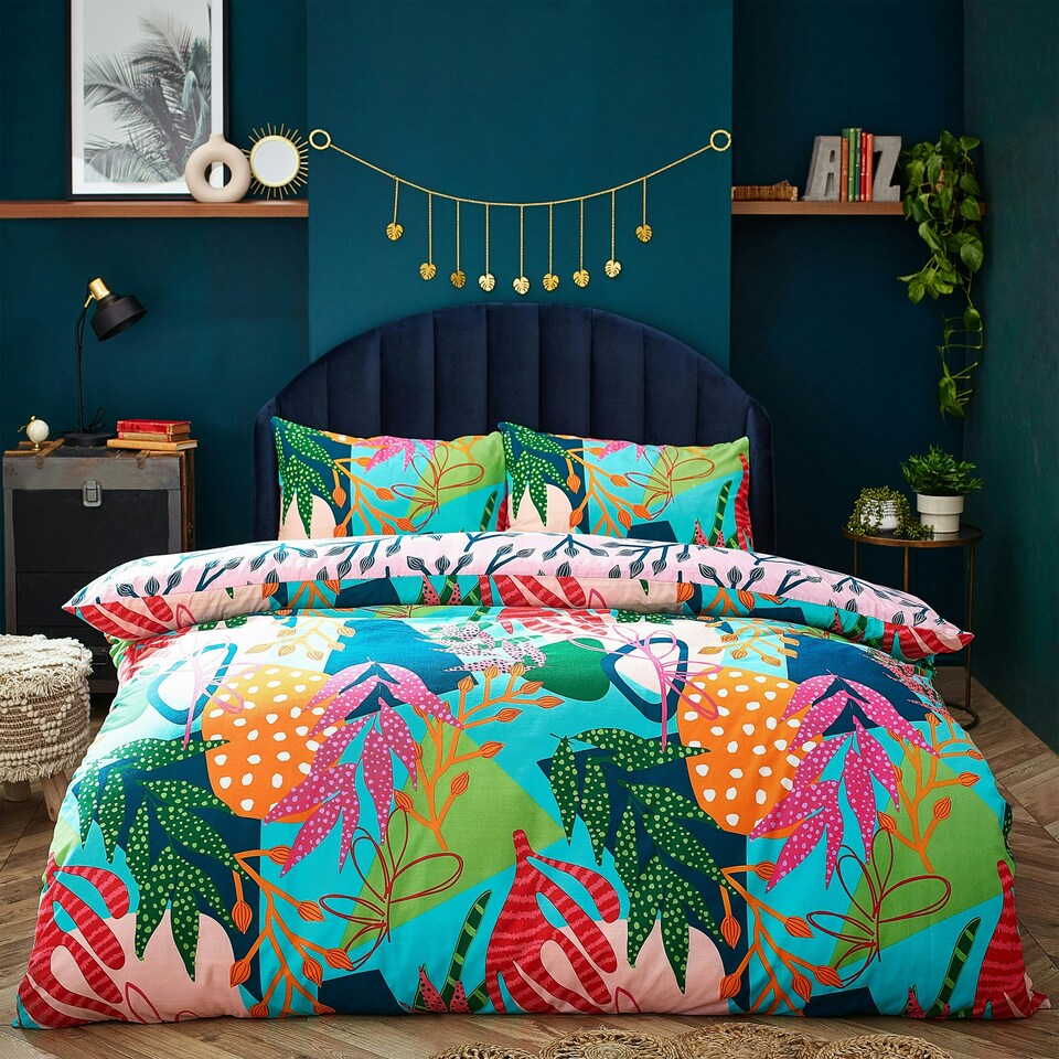 image 1 of furn. Coralina Tropical Palm Single Duvet Cover Set