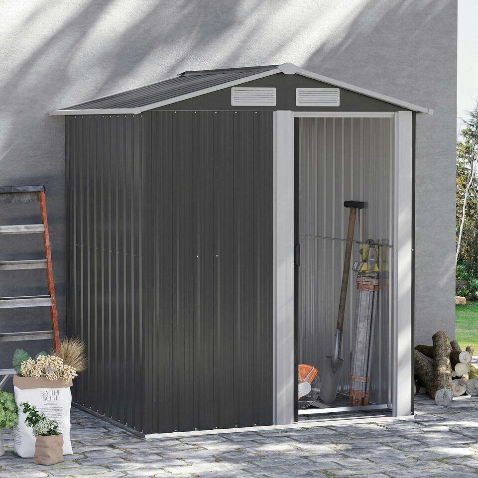 image 1 of Outsunny 5ft x 4.3ft Outdoor Metal Storage Shed with Sliding Door