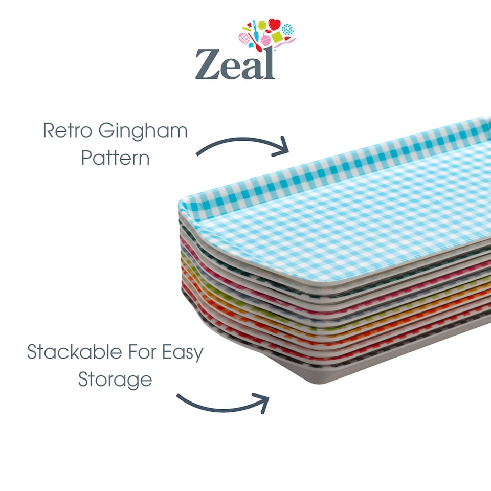 image 1 of Zeal Melamine Sandwich Serving Tray, Gingham Pattern, 25 x 13cm, Orange