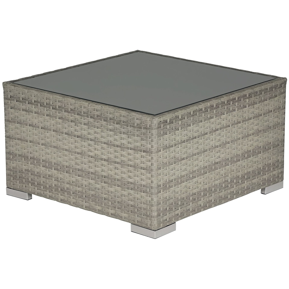 image 1 of Outsunny Patio Wicker Coffee Table w/ Glass Top Suitable for Garden Backyard