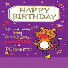 Cute Tiger Design Open Birthday Witty Words Card