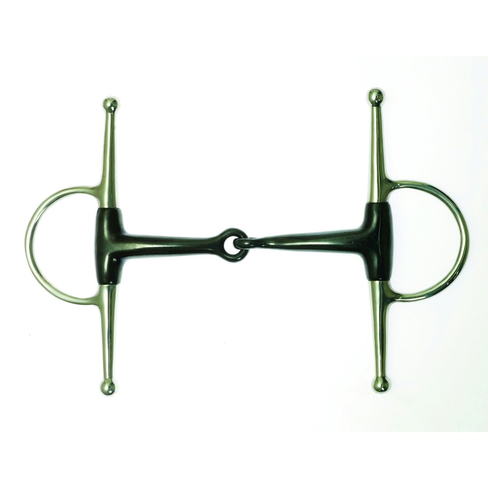 Korsteel Sweet Iron Jointed Full Cheek Snaffle Bit - Black/Silver - 5in