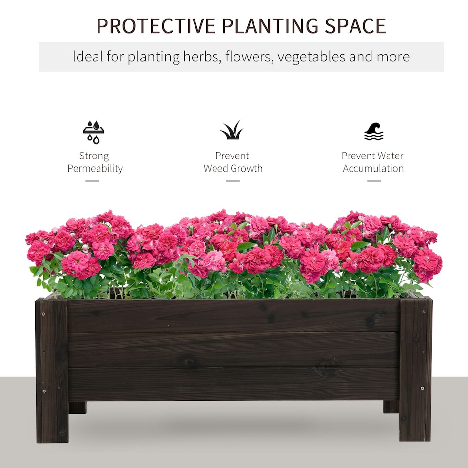 image 1 of Outsunny Wooden Garden Raised Bed Planter Grow Containers Pot,