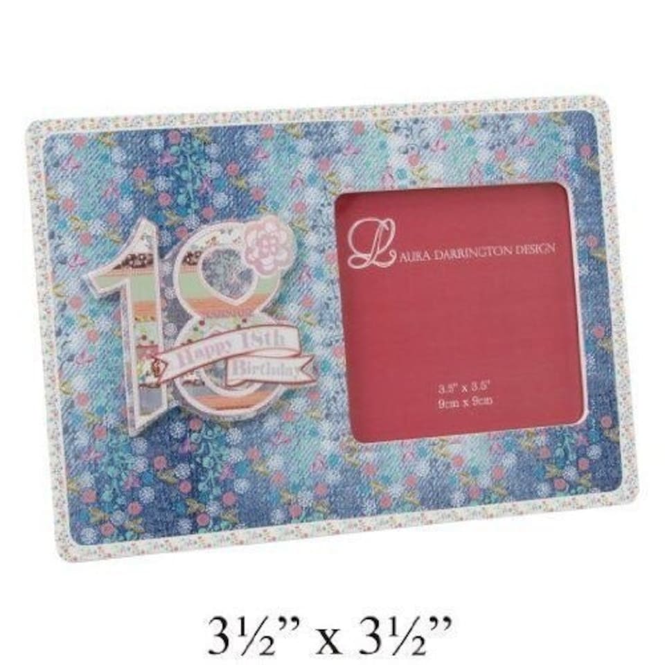 image 1 of Laura Darrington Patchwork Coll MDF Frm Happy 18th Birthday