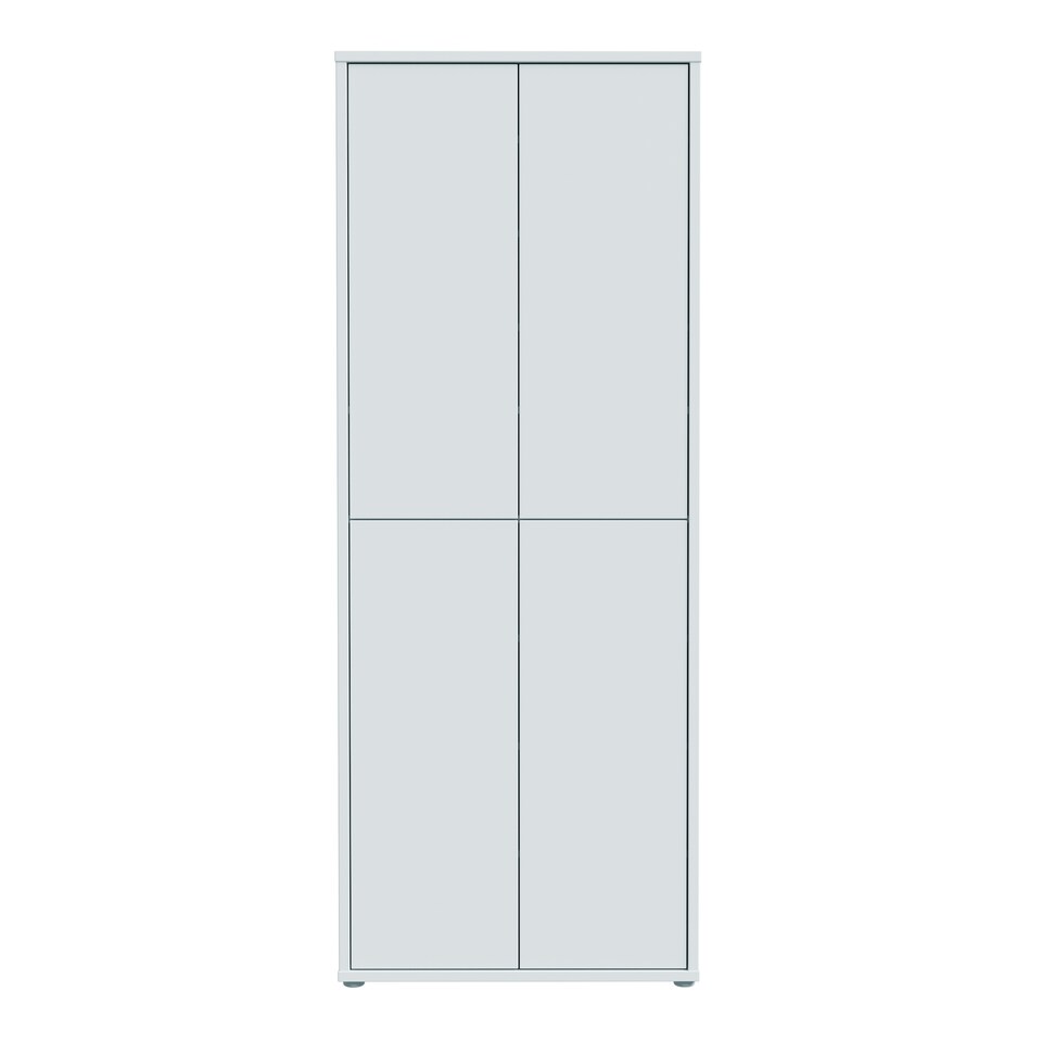 image 1 of Alice Springs Tall Shoe Cabinet with 4 Doors Push-to-Open in Light Grey