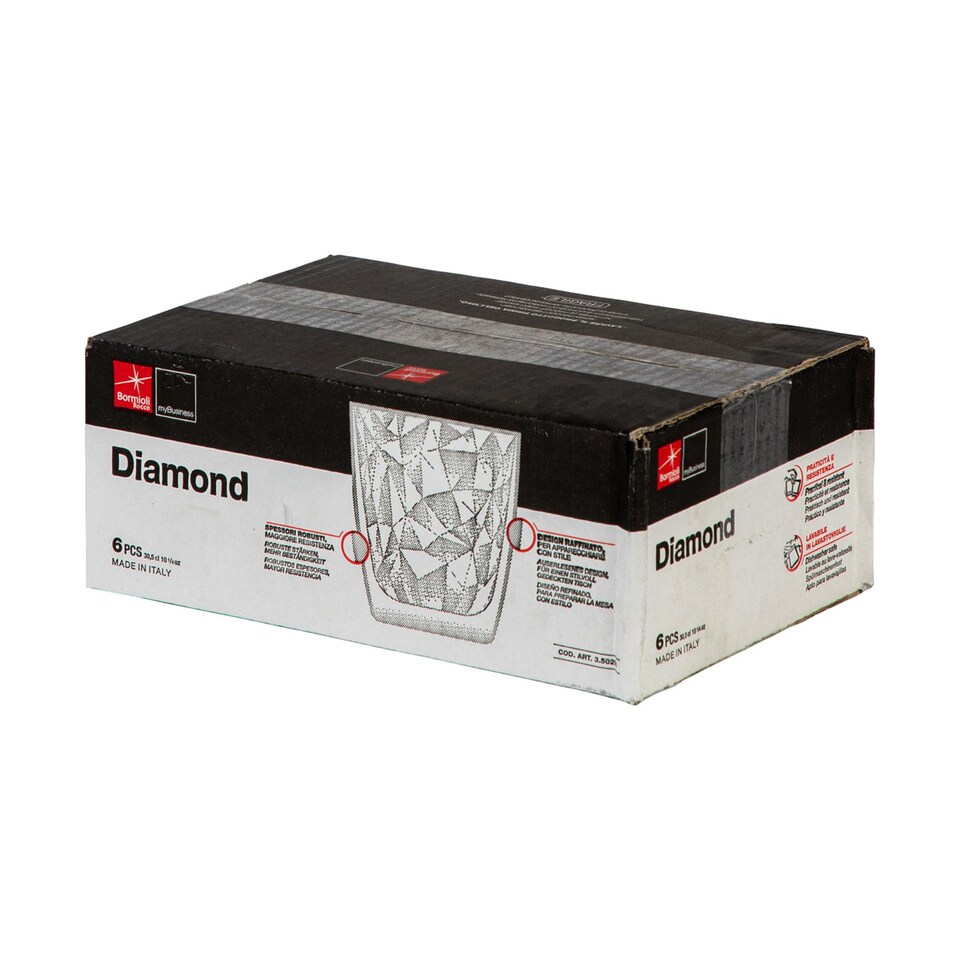image 1 of Bormioli Rocco Diamond Water Glasses - 300ml - Clear - Pack of 6 | Clear | Clear