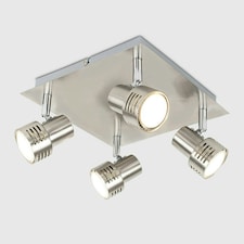 ValueLights Touch Square Brushed Silver Spotlight and GU10 Spotlight LED 5W Warm White 3000K Bulb Chrome