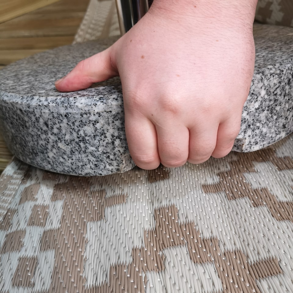 image 1 of 25kg Round Granite Garden Parasol / Umbrella Base Weight Stainless Steel Pole | Grey | Grey