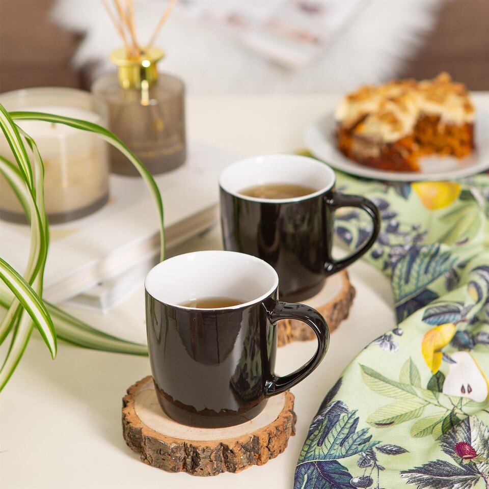 image 1 of Argon Tableware Coloured Coffee Mugs - 350ml - Black - Pack of 2 | Black | Black | 2