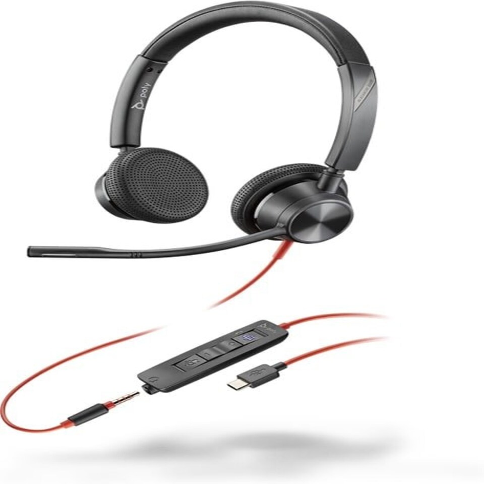 HP Poly Blackwire 3325 Stereo Microsoft Teams Certified USB-C Wired Headset +3.5mm Plug +USB-C to USB-A Adapter N/A
