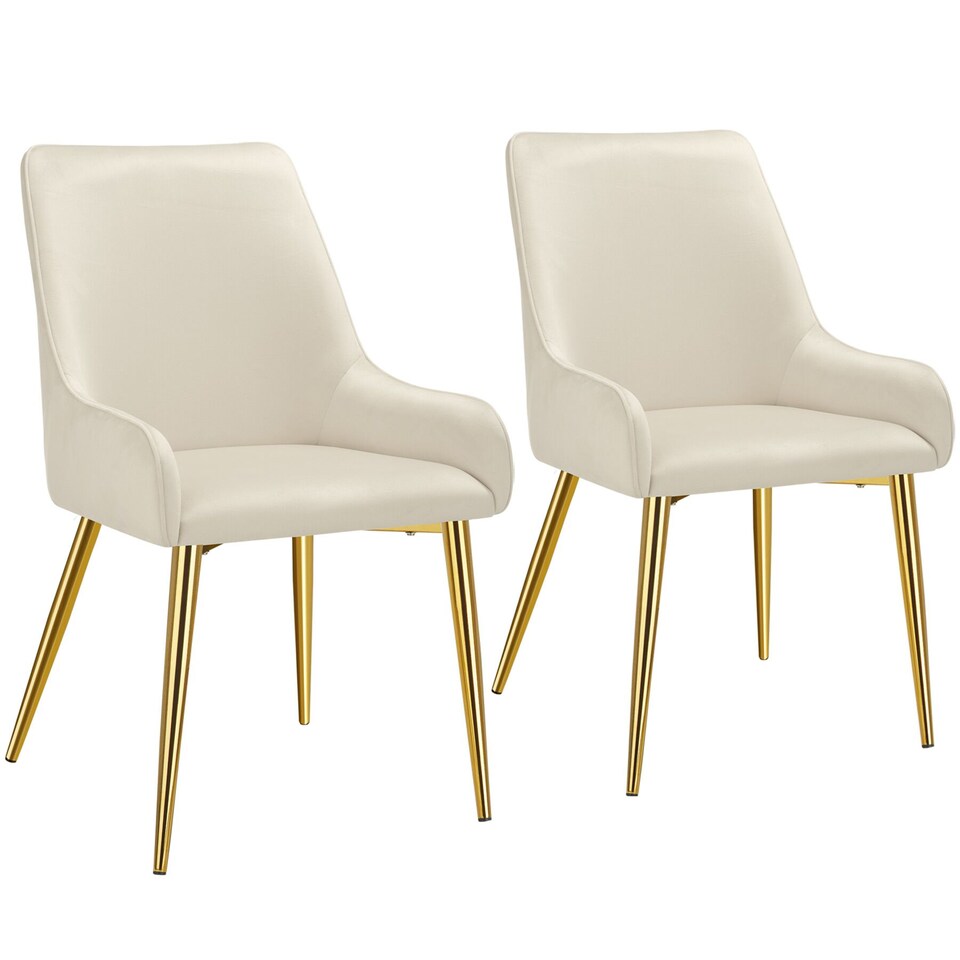 image 1 of Dining Chair Avane - velvet look, padded armchair, high backrest and armrests | Cream | beige | 2