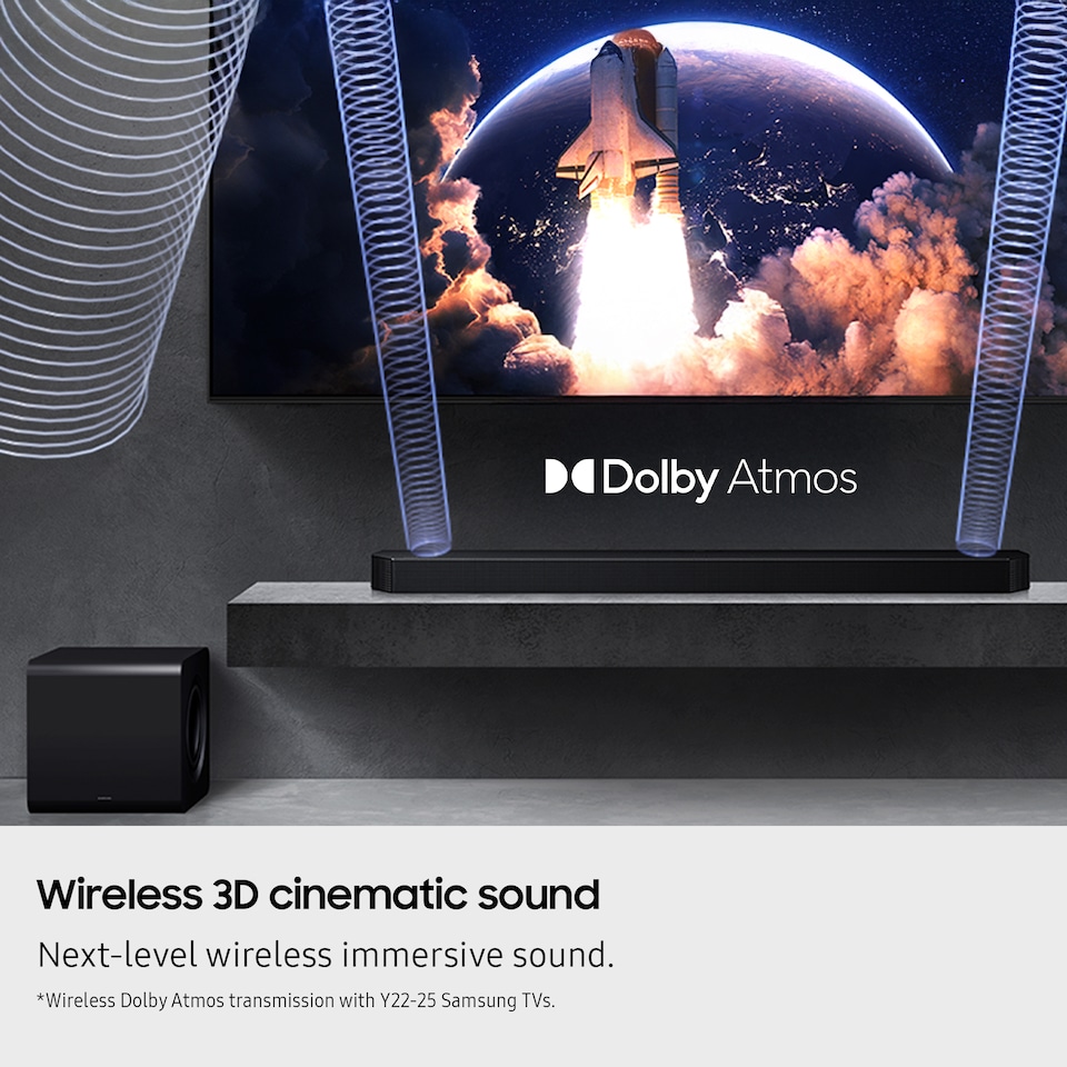 image 1 of Samsung HW-Q800F/XU, 5.1.2 channels, 400 W, DTS 5.1, DTS Express, DTS-HD Master Audio, DTS:X, Dolby Atmos, Dolby Digital Plus, Dolby TrueHD, 400 W, Active subwoofer, Wireless | Black | Black