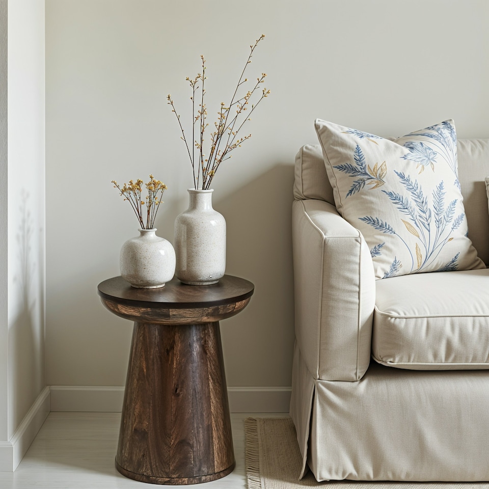 image 1 of Monco Dark Mango Wood Side Table Brown