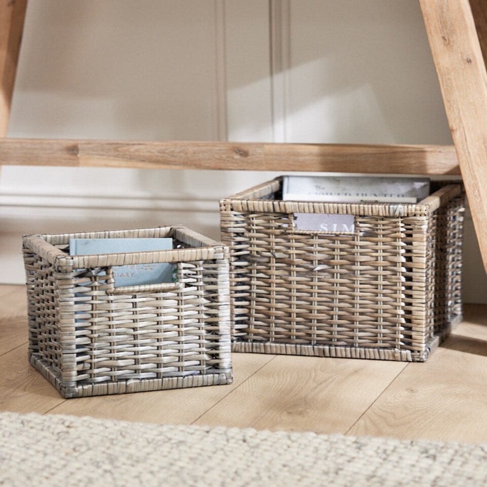 image 1 of Set of 2 Wicker Storage Baskets N/A