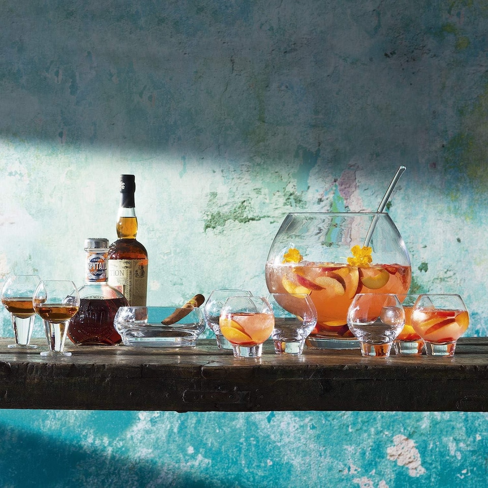 image 1 of LSA Rum Punch Bowl Set with Ladle and Six Handmade Balloon Glasses