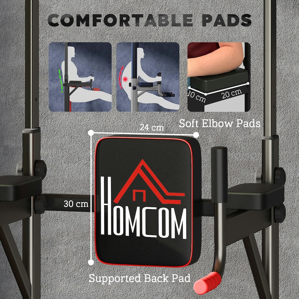 image 1 of HOMCOM Power Tower Station Pull Up Bar w/Adjustable Height for Home Gym Workout