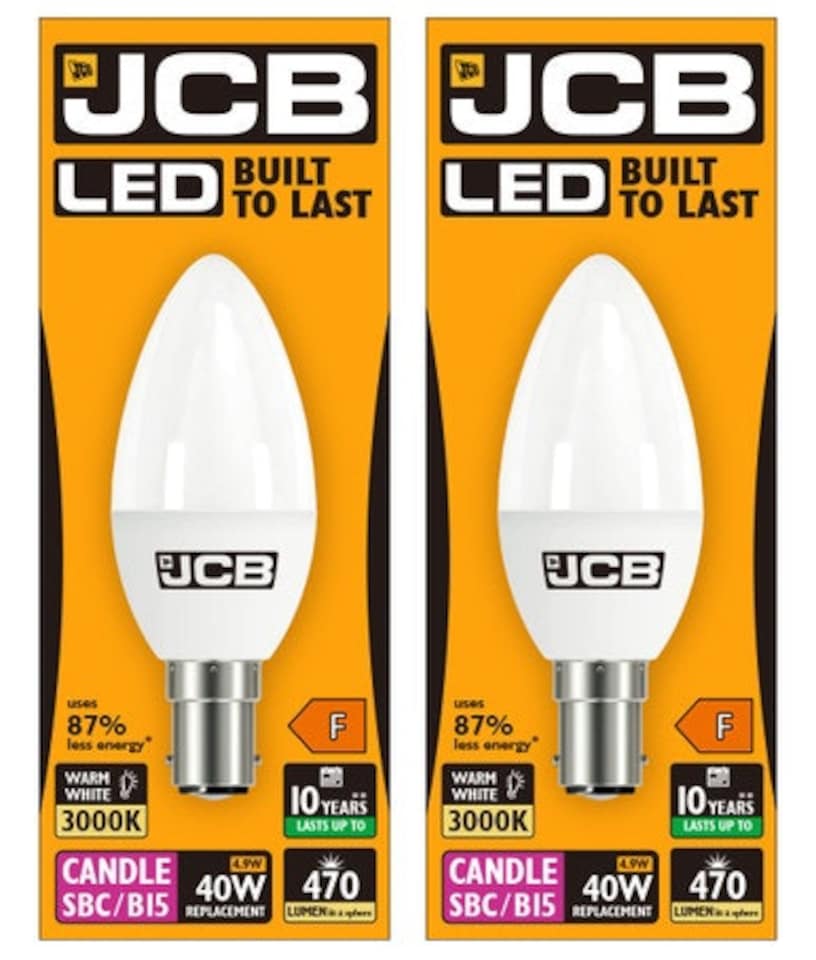 image 1 of JCB LED Candle Bulb B15 (SBC) 470lm 4.9W 3000K (Warm White) - Pack of 2