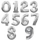 image 3 of Qualatex 34 Inch Metallic Silver Number Balloons (0-9) - Silver - 9