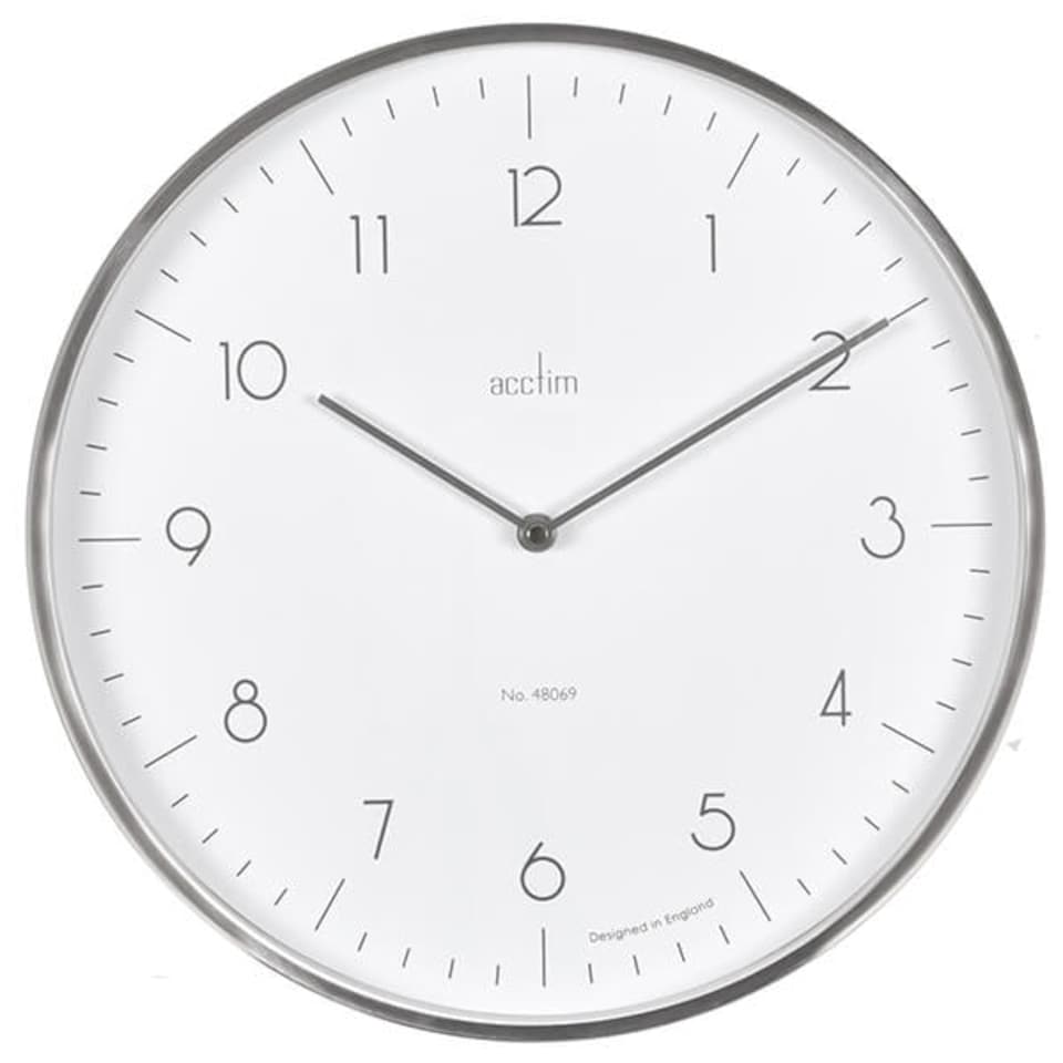 image 1 of Acctim Madison Wall Clock Brushed Steel/White