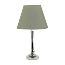 Chrome Table Lamp with Stem Detail and Sage Green Shade Chrome | Green