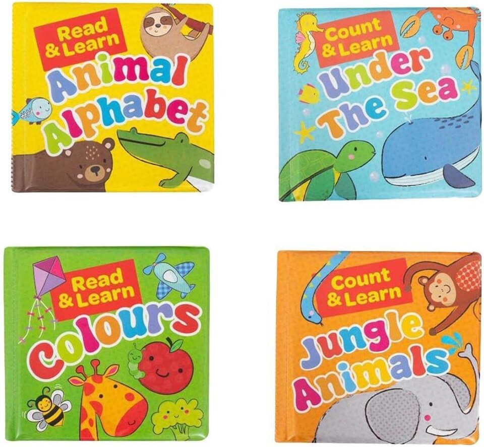 image 1 of Pack Of 4 Baby Bath Books Educational Number Letters Stimulating Sensory