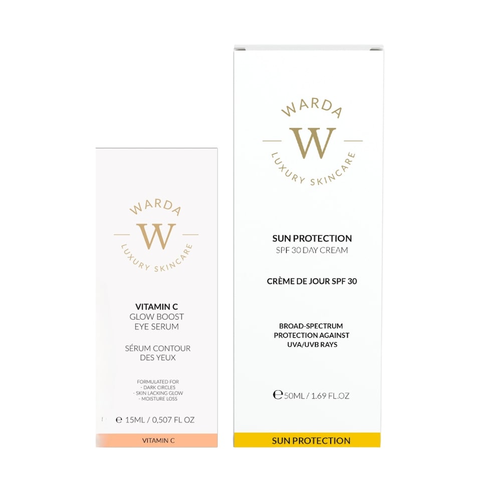 image 1 of Warda Luxury Skincare Skin Glow Boost Vitamin C Gel Serum 30ml + Sun Protection SPF 30 Day Cream 50ml