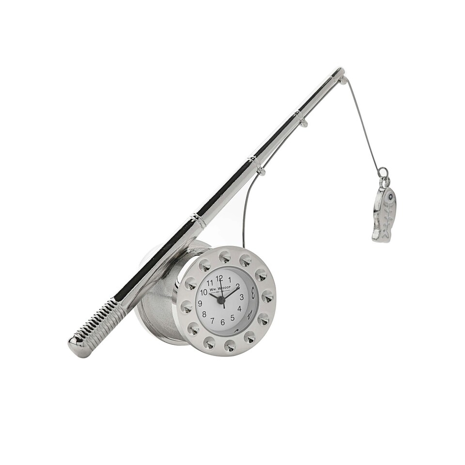 image 1 of Wm.Widdop Miniature Clock Fishing Pole - Satin Silver Finish Silver