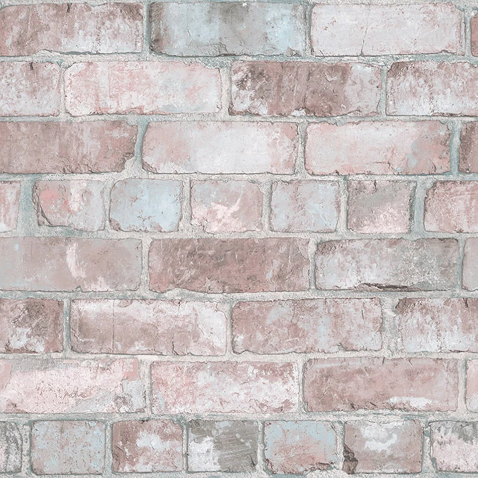 image 1 of Downtown Brick Wallpaper in Blush | Pink | Blush