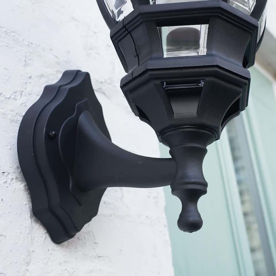 image 1 of ValueLights Windsor Black Outdoor Security Lantern Wall Light