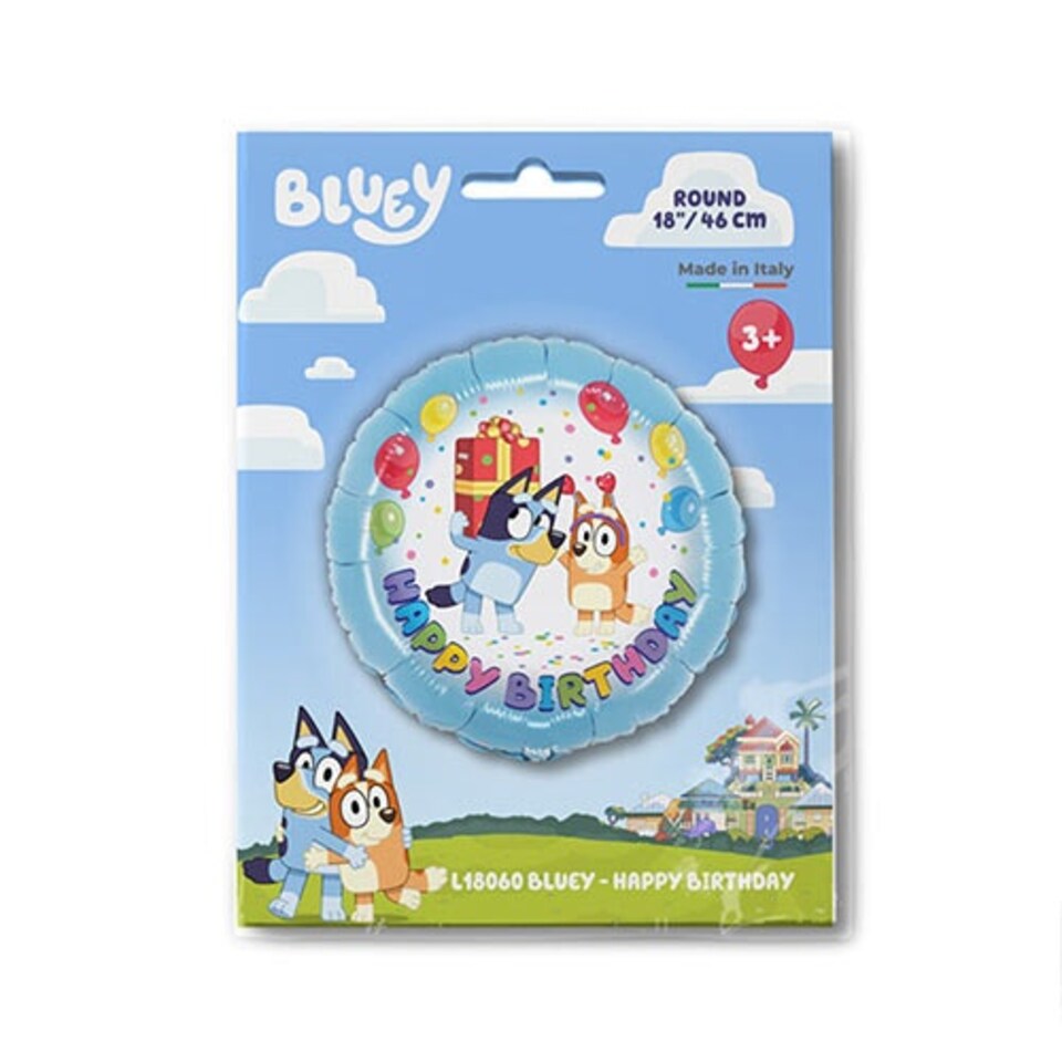 image 1 of Bluey Happy Birthday Round Foil Helium Balloon 46cm / 18 in
